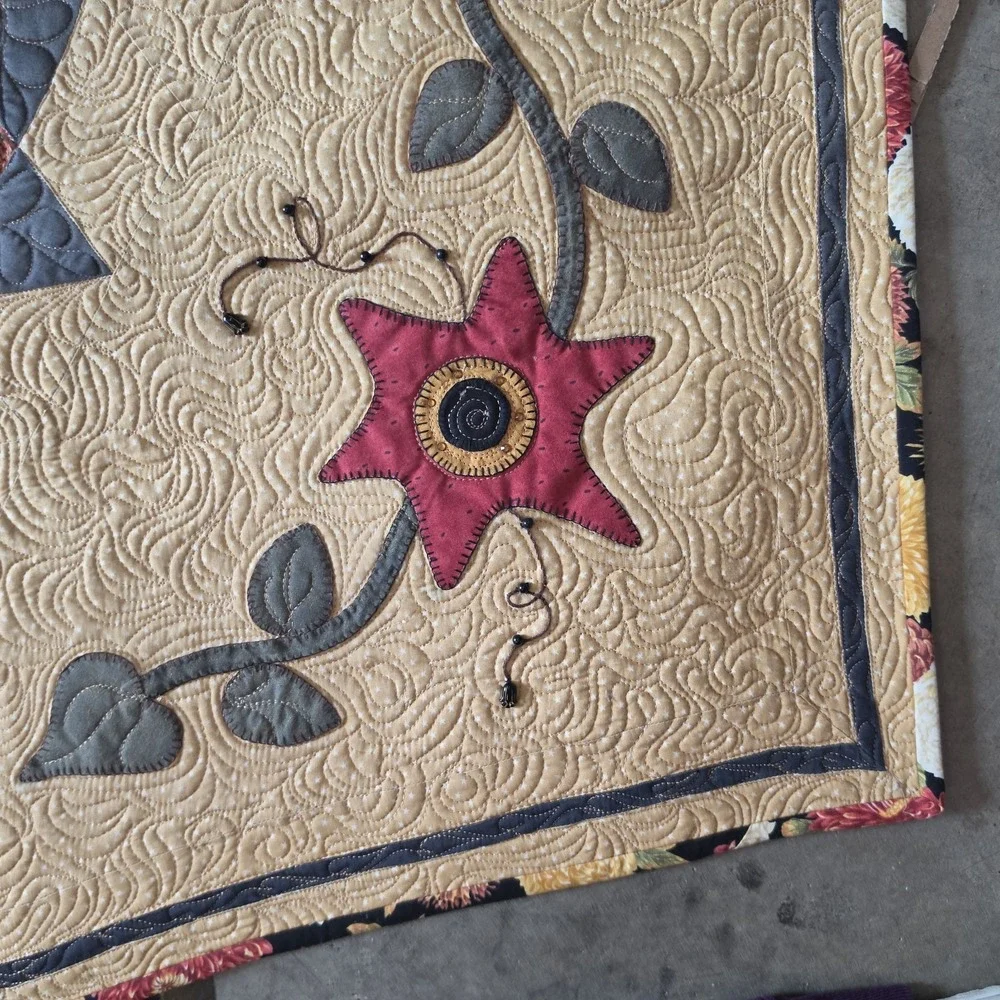 Handmade Floral Patchwork Quilt Bed Runner Buffet Table Runner Quilted OOAK